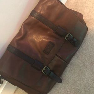 Fossil brown leather messenger bag